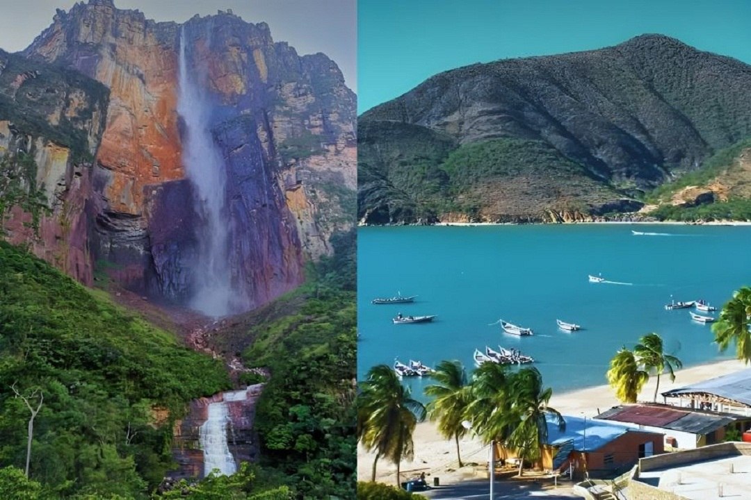 El imponente Salto Ángel y la isla de Margarita